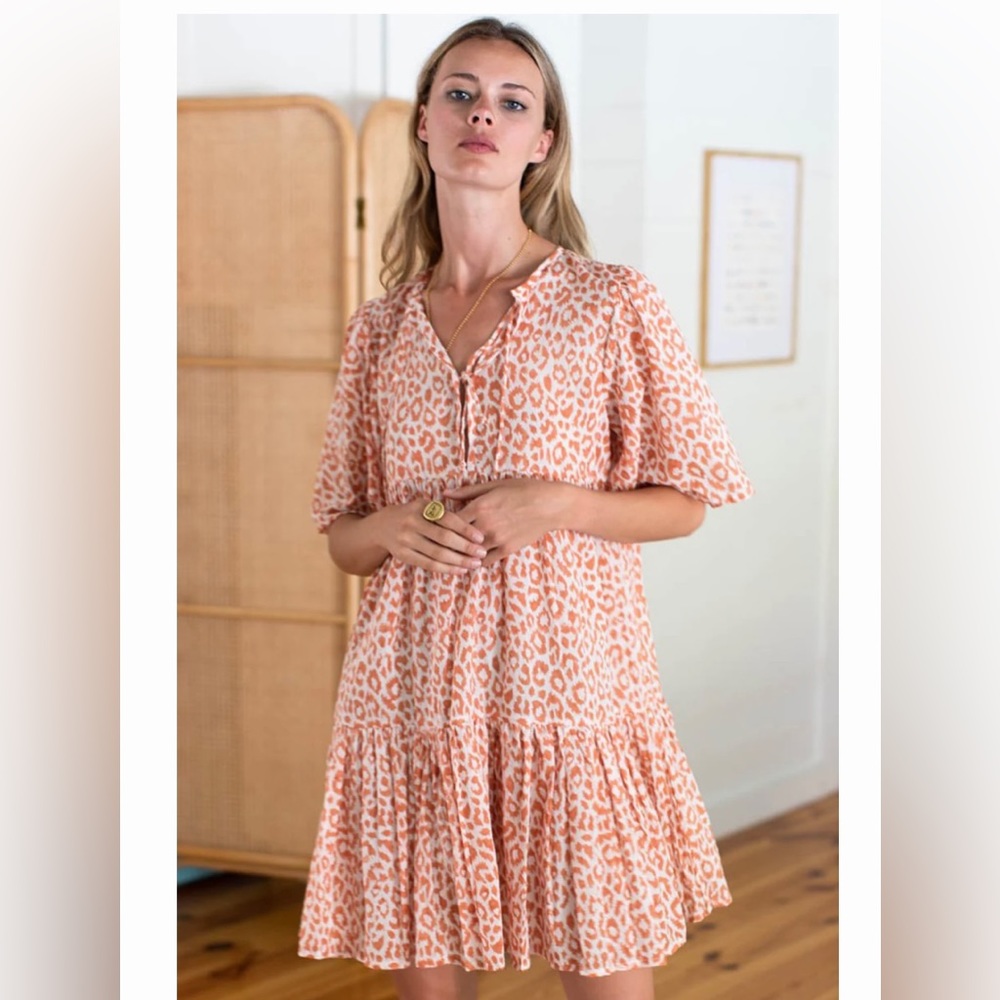 Emerson Fry Isla Dress in Sunbaked Leopard Size M/L NWOT